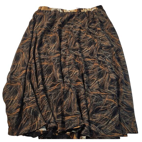 Coldwater creek vintage REVERSIBLE chiffon lined skirt neutral PM PETITE M EUC + - Picture 2 of 5